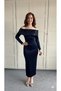 Women's Sequin Madonna Collar Velvet Stylish Evening Dress