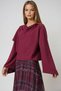Women's Wine Crew Neck Self-Shawl Detailed Wide Cut Design Blouse Alc-X14420 - 4
