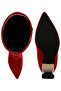 Women Slim Block Heel Long Boots in Red - 5
