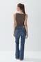 Women's Mink Color Square Neck Snap Fastener Bodysuit - 6