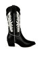 Women Winged Patchwork Cowboy Boots in Black - 2