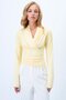 Yellow Double-Breasted Cut V-Neck Waist-Corseted Sandy Blouse Alc-X14372 - 2