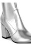 Women Metallic Pleather Long Boots in Silver - 5
