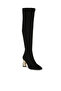 Women Slim Block Heel Long Boots in Black
