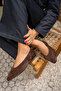Joset Bitter Brown Leather Blunt Toe Flat Women's Ballerinas
