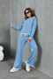 Women's Crew Neck Lace-Up Sweater Pants Knit Top and Bottom Set - 5