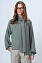 Khaki Shawl Detailed Regular Fit Modal Fabric Blouse Alc-X14653