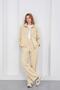 Yellow Women's Pique Textured Waist Adjustable Oversized Jacket Pants Set - 6