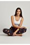Women's Navy Blue Teddy Bear Patterned Cotton Soft Waist Knitted Elastic Bamboo Fabric Pajama Bottoms - 4