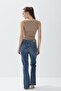 Women's Mocha Color Square Neck Snap Body - 6