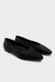 Joset Black Leather Women's Blunt Toe Flat Women's Ballet Flats - 2