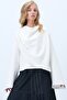 Women's Ecru Crew Neck Self-Shawl Detailed Wide Cut Design Blouse Alc-X14420 - 2