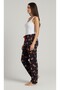 Women's Navy Blue Teddy Bear Patterned Cotton Soft Waist Knitted Elastic Bamboo Fabric Pajama Bottoms - 2