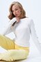 Women's White Crew Neck Sleeve Gold Button Detailed Ottoban Blouse Alc-X14336 - 4