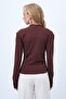 Brown Double-Breasted Cut V-Neck Waist-Corseted Sandy Blouse Alc-X14372 - 5