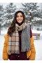 “Women's Winter Plaid Wool Shawl - Double-Sided Shoulder Shawl / Oversized Blanket Shawl 70X190Cm”-Mustard - 5