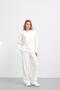 Ecru women's oversize pique textured wide leg top and bottom set