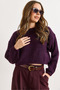 Women's Purple Crew Neck Crop Soft Textured Knit Sweater Kzk-19001084