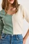 Women's Çağla Green Ecru Blocky Fleece-Lined Casual Blouse Blz-19002519 - 3