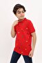 Boy's Printed Polo Neck Buttoned Short Sleeve T-Shirt - 3