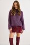 Women's Burgundy Elastic-Waist Sequin Mini Skirt ETK-19000372 - 2