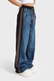 Women's Dark Denim Color 2W5-5 Straight Fit Loose Fit Design Denim Jean - 4