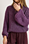 Women's Purple Mock Neck Flexible Thick Knit Sweater Kzk-19001083 - 5