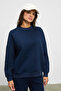 Carica Women's Organic Cotton Inside Fleece O Oversized Fit Waist and Leg Elasticated Drawstring Navy Blue Top and Bottom - 2