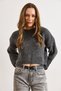 Women's Smoked Crew Neck Crop Soft Textured Knit Sweater Kzk-19001084 - 6