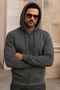 Men's Winter Anthracite Oversized Sweatshirt with Pockets - 2