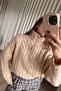 Powder Pink Zippered Braided Hair Sweater - 5