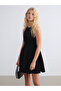 Halter Neck A-Line Velvet Mini Dress - 3