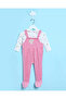 Baby White And Pink Printed Dungaree Set (2 Piece) - 5