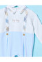 Baby White And Blue Embellished Velour Sleepsuit - 2
