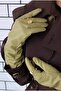 100% Leather Long Gloves Light Sage - 3