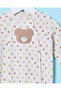 Baby Beige Embroidered Velour Sleepsuit - 2