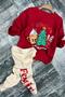 Girl's Red Tights Set with Friends Text and Christmas Tree Detail - 3