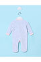 Baby Pink And Grey Embroidered Velour Sleepsuit - 3