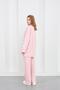 Pink women's pique textured embroidered detailed slit oversize wide leg top and bottom set - 7