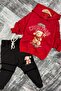 Printed Sweater Red Tracksuit Set with Teddy Bear and Merry Christmas Writing on It for Girls and Boys - 5