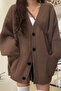 Women's Oversized Pocket Buttoned V-Neck Knitwear Cardigan