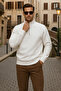 Men's Winter Polo Neck White Zippered Sweatshirt - 2