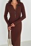 Maxi Boy Half Placket Button Detailed Knitwear Dress Aw25El0022 - 3