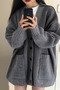 Women's Oversized Pocket Buttoned V-Neck Knitwear Cardigan - 3