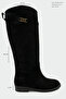 Hunt Black Genuine Leather Suede Women's Detachable Buckle Detailed Boots - 2