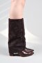 Selora Suede-Crocodile Paneled Heeled Boots Brown - 5