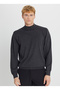Half Italian Collar Standard Anthracite Melange Men's Sweater Ace043261438_Anm