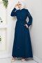 Lace-Up Sleeve Embroidered Ferace Petrol Hm2854 - 2