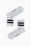 White Colored Double Black Striped Patterned Colorful Sports Socks - 2