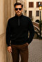 Men's Winter Polo Neck Black Zippered Sweatshirt - 3